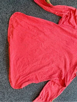 Avani del Amour xl boho hooded cotton embroidered top pink red thumbnail 5