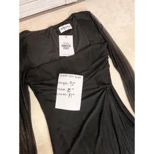 Princess Polly Black Mesh Long Sleeve Mini Dress Square Neck Wrap US 4 NWT thumbnail 4