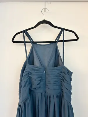 JJ's House Edeline Navy Blue A-line Ruffle Chiffon Maxi Dress Size 12/14 thumbnail 7