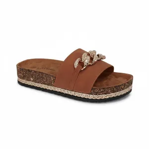 Alexis Bendel Womens Comfort Slide Sandals Size 6 Tan Chain Accent Footbed NIB thumbnail 6