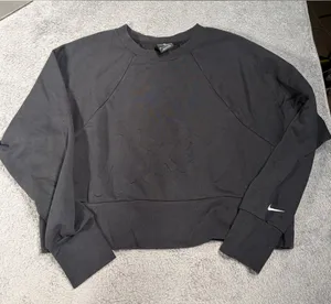 Nike Black Cropped Crewneck Sweatshirt logo medium thumbnail 1