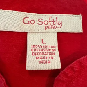 Vtg Go Softly Patio Dress XL Red Embroidered Muumuu Hippie Chic Boho Oriental thumbnail 6