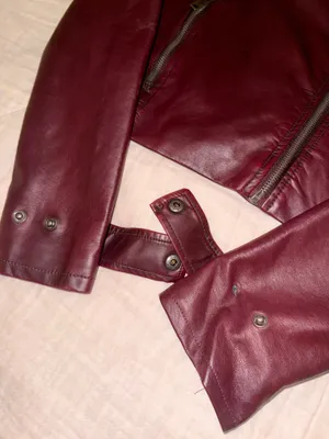 Cape Juby burgundy faux leather jacket thumbnail 4