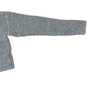 Aeropostale Womens XS Hooded Cropped Sweater Gray Knit V Neck Relaxed Cozy thumbnail 4