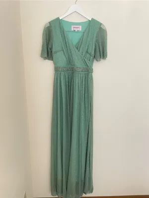 JessaKae Darling Dashwood Maxi Dress in Jade Metallic Sparkle Size Small thumbnail 2