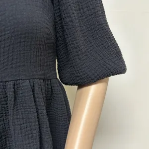 NWOT Asos Design Black Puff Sleeve Gauzy Top with Criss Cross tie on open back thumbnail 4