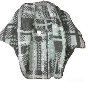 Aerie offline Fuzzy Shawl Shrug‎ cardigan Sweater Green Grey OS thumbnail 1