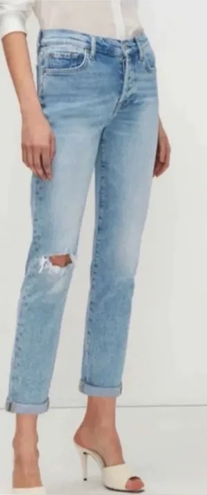 7 For All Mankind Luxe Josefina Light Blue Distressed Boyfriend Jeans- 28 thumbnail 1