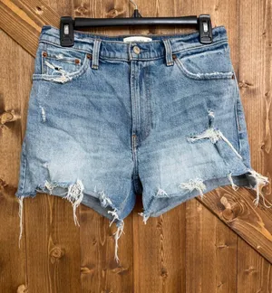 Abercrombie & Fitch Women’s Size 27 High Rise 4” Distressed Denim Shorts Raw Hem thumbnail 1