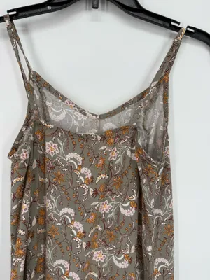 Wallflower Brown Floral Sun Dress Maxi Spaghetti Strap Medium Front Slit Boho thumbnail 3