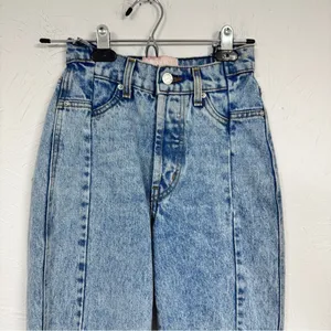 Revice Denim Blue Acid Wash Straight Leg Jeans Womens 24 High Rise Button Fly Casual thumbnail 3