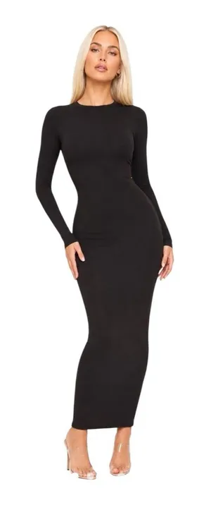 SKIMS Women's L Fits Everybody Long Sleeve Crew Neck Maxi Dress thumbnail 1