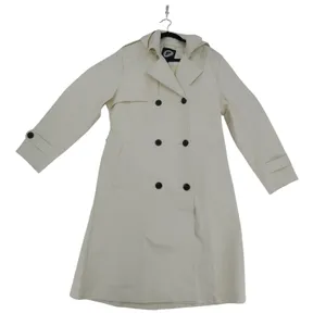 Womens Cream Hooded Double Breasted Trench‎ Coat Size L thumbnail 1