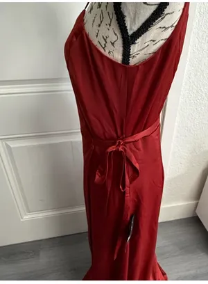 NWT Lulus Red Rust Satin Wrap Maxi Dress - Size M 💃 thumbnail 16
