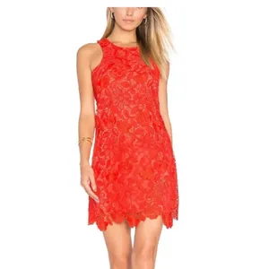 Lovers + friends Caspian red lace sleeveless party cocktail dress size xsmall thumbnail 6