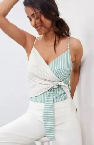 Mare Mare x Anthropologie | Tie-front striped wrap tank top, M thumbnail 1