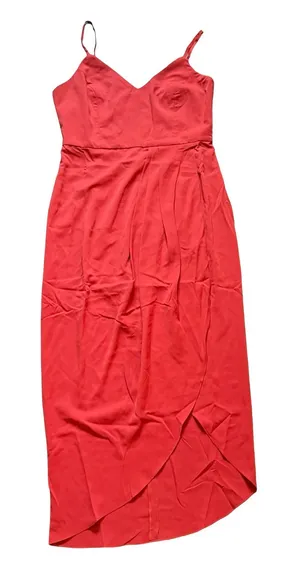 Lulus Midi Dress Women Medium Red Sleeveless Tulip Wrap Skirt Cocktail Party thumbnail 1