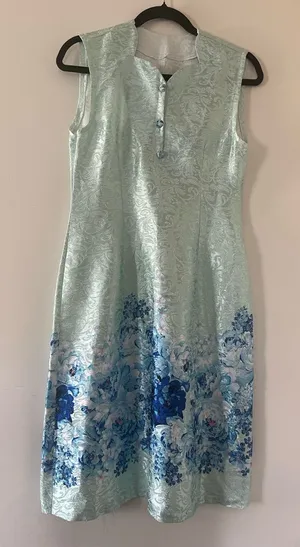Coastal Floral Mini Dress 6 Blue White Garden Party Feminine Elegant Resort thumbnail 1
