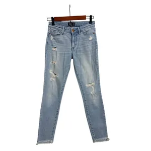 Abercrombie & Fitch Blue Denim Low Rise Distressed Harper Ankle Jeans Size 24/00 thumbnail 2