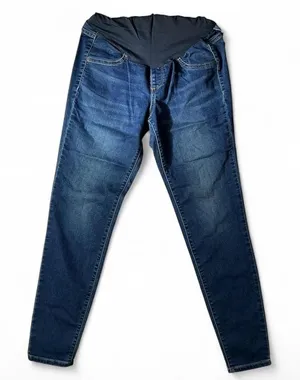 Maternity Dark Wash Skinny Jeans‎ Full Panel Comfortable Stylish Everyday thumbnail 1