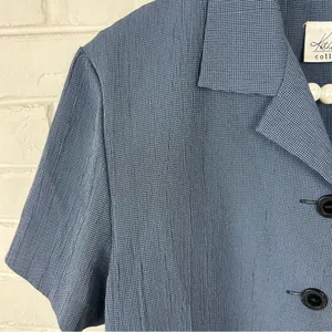 Vintage Katie Lee Boxy Blue Short Sleeve Button Down Shirt Size 12 thumbnail 6
