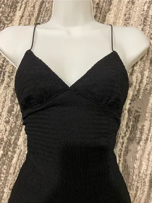 Divided Black Ruched Bodycon Dress Size xxs thumbnail 2