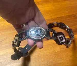 Black Leather Belt with Silver Buckle thumbnail 1