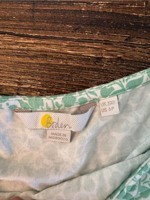 Boden Milkmaid Dress Womens 6P Sage Green Ditsy Floral Puff Sleeve thumbnail 6