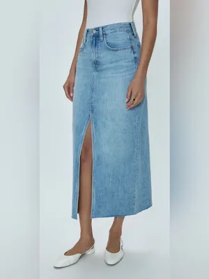 Pistola Alice Brooklyn High Rise Denim Midi Skirt 26 Raw Hem Slit 90s Western thumbnail 3