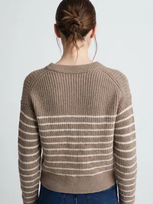 Aritzia Taupe Striped Crewneck Sweater—Fall Fashion Sweater thumbnail 3