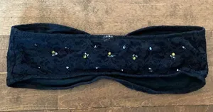 Aerie black lace strapless bralette with stones thumbnail 3