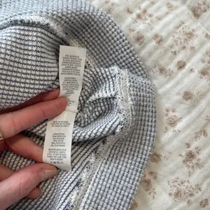 aerie Navy blue and white Waffle Crewneck Sweater thumbnail 3