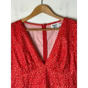 Princess Polly Mini Dress Women 10 Red Floral Puff Sleeve Bohemian Cottagecore thumbnail 6
