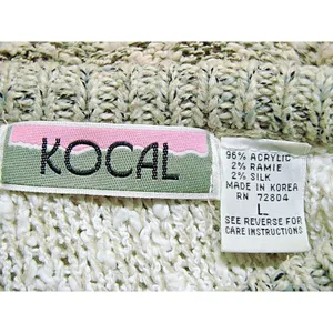 Vintage Y2k Kocal Womens Leaf Fall Theme Colorblock Sweater Tans Mint Green Sz L thumbnail 4