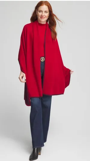NEW NWT Chicos Red Allure Travel Wrap Scarf thumbnail 2