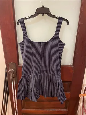 Urban Outfitters Navy and White Striped Mini Dress thumbnail 3