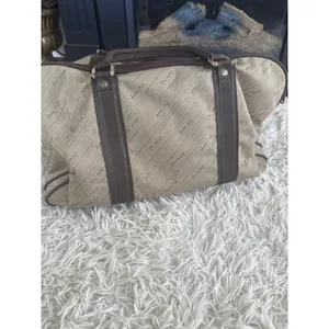 Vintage Peruzzi Florence Italian Canvas Monogram Leather Trim Duffle Bag‎ thumbnail 5