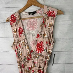 Lulus Floral Wrap Dress Best In Bloom Blush Tassel Sleeveless V-Neck Mini M NEW thumbnail 4