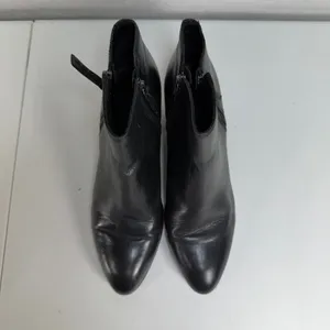 Frye 8.5 Judith Double Zip Ankle Boot Leather Block Heel Pointed Toe Black Boho thumbnail 5