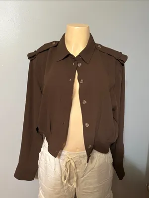 ZARA Women's Brown Button-Down Shirt with Epaulet Detail thumbnail 1