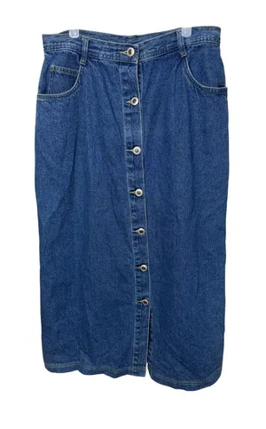 Just Blu Jeans Womens Blue Denim Button Front Maxi Skirt Size 10 High Rise 90s thumbnail 1