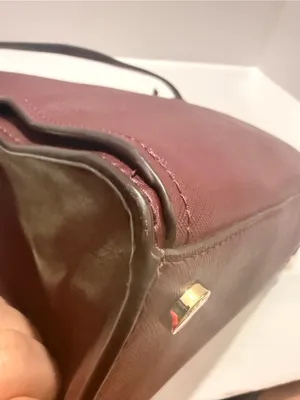 Michael Kors Wine Saffiano Leather Satchel with Gold Hardware thumbnail 6