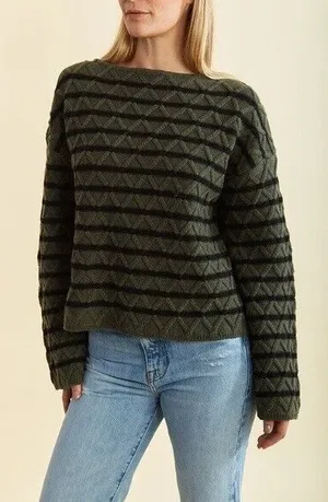 Ciao Lucia Green Striped Chunky Merino Wool‎ Cable Knit Michele Sweater XS Green thumbnail 1
