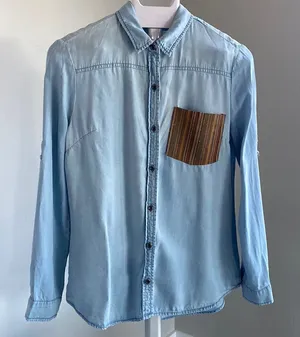 Celebrity Pink Faux Denim Button Down Shirt thumbnail 1