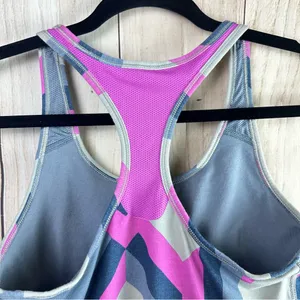 Nike Dri-fit Slim Fit Pink and Gray Chevron Racerback Tank Top thumbnail 7