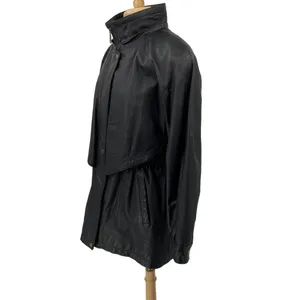 Vintage Genuine Leather Jacket Longline Layered Full Front Zipper Womens Medium thumbnail 6