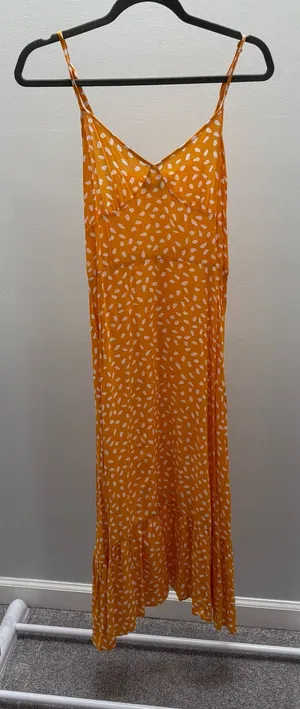 SHEIN Yellow Spotted Sleeveless Maxi Slip Dress with Adjustable Straps thumbnail 1