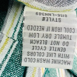 April Kiss Striped Linen Blend Dress Women's M Green Button Cottagecore Beachy‎ thumbnail 5