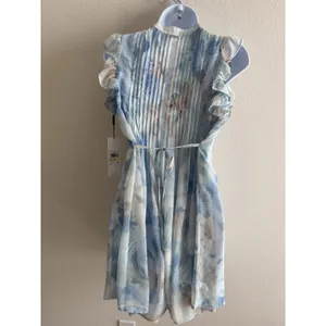 Calvin Klein Women Blue‎ Multi Printed Flutter Sleeve A-Line Mini Dress NWT 4P thumbnail 2