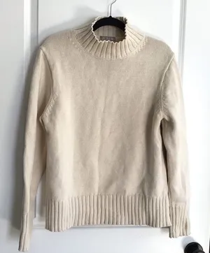 J. Crew Cream Mock Neck Ribbed Hem Sweater thumbnail 1